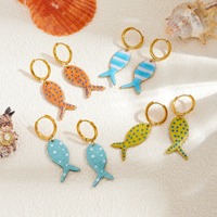 Franse verse polygoon hanger oorbelgespen handgeschilderde emaille tulp vis fruit decoratieve oorbellen vintage sieraden