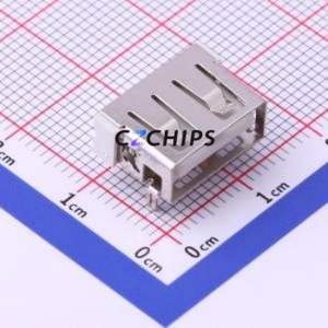 914-122A1011D10200 USB Connector Bent Lead Through Hole Connector Type-A USB 2.0 Female Right Angle Insert - Product Image 1