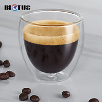 AIHPO05 Verres isothermes réutilisables écologiques, verres à double paroi transparents faits à la main de 8 oz (250 ml), tasses et mugs à cappuccino bon marché