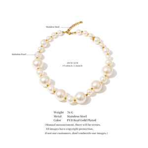 Jinyote 5559 semplice in acciaio inox <span class=keywords><strong>ambra</strong></span> acrilico collana di perle ipoallergenico simulato collana di perle per il regalo - Product Image 6