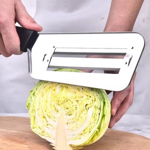 Cuchillo de pelar de doble hoja de acero inoxidable al por mayor, rebanador, triturador, cortador de repollo, picador manual de verduras para ensalada de repollo en la cocina - Product Image 3