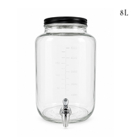 Distributeur de boissons en verre de 8 L (2 gallons) avec marques de mesure, grand distributeur de jus et de boissons pour hôtel, buffet, restauration, OEM