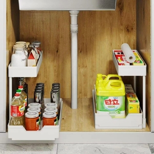 Organisateur de cuisine et de salle de bain pliable <span class=keywords><strong>à</strong></span> 2 niveaux, organisateur de bureau, support <span class=keywords><strong>à</strong></span> <span class=keywords><strong>épices</strong></span>, organisateur sous l'évier - Product Image 4
