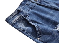 Jean pour Homme Effet Délavé et Usé, Coupe Droite Classique, Style Streetwear Hip Hop, Grande Taille, Extensible
