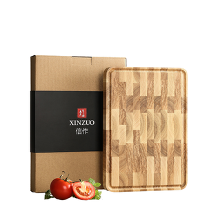 Ensemble de planches à découper en bois de noyer écologiques de 1,5 cm d'épaisseur, motif en damier, multifonctionnel, avec rainure pour le jus, poignée, texture de finition en grille. - Product Image 1