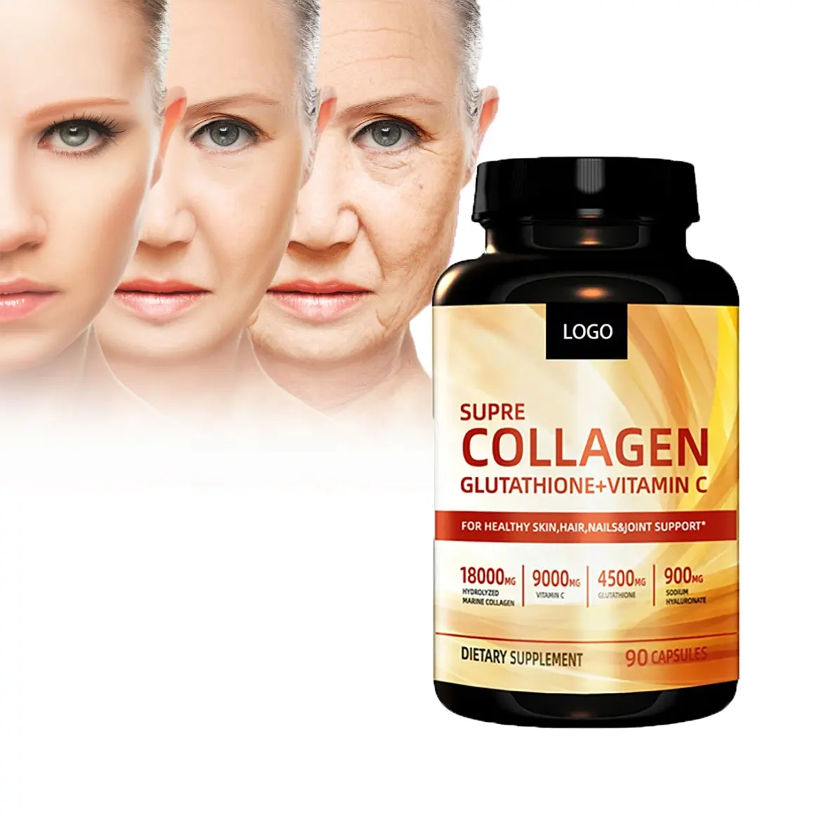 OEM ODM Anti-âge Blanchiment de la peau Vitamine Ours Capsules de collagène végétalien Produits de soin de la peau Capsules de collagène