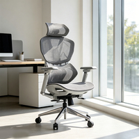Chaise de bureau pivotante ergonomique de direction avec accoudoirs en PU 6D et dossier haut inclinable en maille pour le gaming