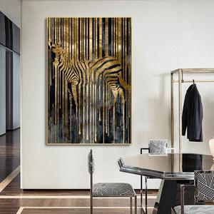 Impression sur toile abstraite dorée, style nordique, art mural moderne, art fin, pour salon, décoration de loft, tableau pour salon - Product Image 5