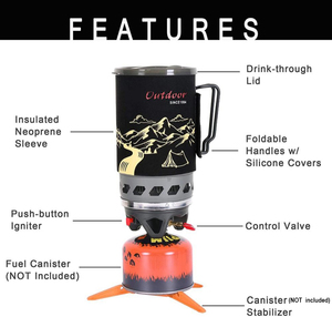 Réchaud de camping de 1,4 L, brûleur au <span class=keywords><strong>propane</strong></span>, réchaud de camping, réchaud de randonnée en plein air, brûleur de réchaud à gaz portable - Product Image 3