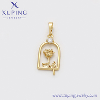Bijoux Xuping, pendentif en forme de cœur de style hip-hop, plaqué or 14 carats, serti de pierres brillantes
