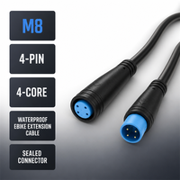 Connecteur de câble étanche M8 mâle-femelle à longueur personnalisée, 2 à 6 conducteurs, pour applications électroniques, 4 broches