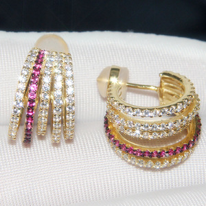 Orecchini a Cerchio Multistrato per Donne, Accessorio Moda per Uso Quotidiano - Product Image 2