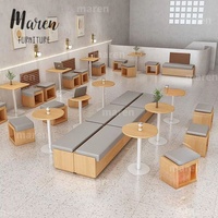 Combinaison table et chaise de restaurant, banquette longue personnalisée pour café, salon de thé ou pâtisserie, à poser contre le mur
