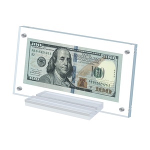 Wholesale Currency Frame <b>Display</b> <b>Case</b> Clear Acrylic Dollar Bill Holder With Base - Product Image 6