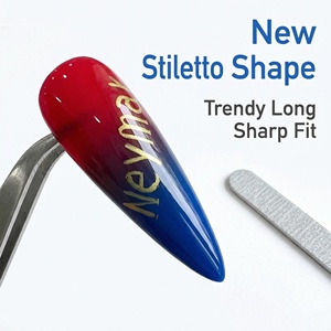 Uñas Postizas de Estilo Stiletto para Fútbol Americano, 24 Piezas, Ultrafinas, Sin Costuras, Largas y Puntiagudas, en Combinación de Colores Azul y Rojo - Product Image 2