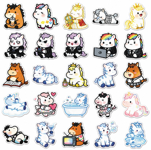 Autocollants en vinyle personnalisables imperméables A4 A6, motif petit poney licorne mignon, impression CMJN, étiquettes de récompense pour enfants - Product Image 1