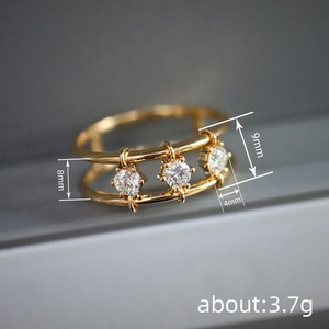 Anello Minimalista a Doppio Strato con Micro Pavé di Zirconi per Donne, Gioiello di Design Unico e alla Moda - Product Image 5