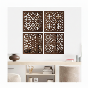 Panneau de décoration de miroir mural marron Cadre rectangulaire suspendu en bois parfait pour ajouter du style et de la chaleur au salon - Product Image 1