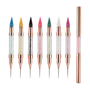 <span class=keywords><strong>2021</strong></span> buena calidad sintético delineador para decoración de <span class=keywords><strong>uñas</strong></span> cepillos doble 3D juego de pinceles para manicura Rosa oro mango de Metal - Product Image 5