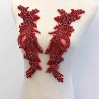 Applique en Dentelle Perlée 3D pour Robe de Mariée avec Strass en Cristal à Coudre pour Sacs de Fête Nuptiale en Verre