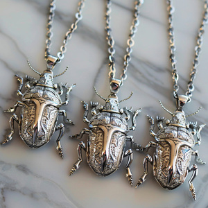 Suxuan <strong>Jewelry</strong> Odm Original High Quality <strong>Unique</strong> Fashion <strong>Jewelry</strong> Wholesale <strong>Antique</strong> Silver Beetle Locket Necklace Stainless Steel - Product Image 1