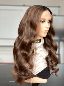 High Quality 100% Natural European Remy Virgin Human Hair Wig with Transparent for Lace Body Wave Highlights for White Women - Product Image 2