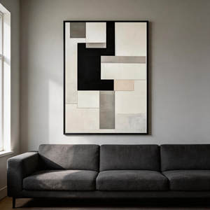 Quadro su Tela Moderno Wabi Sabi Minimalista Astratto Geometrico Nero Grigio Bianco Senza Cornice per Casa e <span class=keywords><strong>Ufficio</strong></span> - Product Image 2