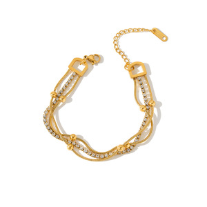 <span class=keywords><strong>Bracelet</strong></span> en or 18 carats serti de diamants pour femmes, <span class=keywords><strong>bracelet</strong></span> en acier inoxydable luxueux et haut de gamme, vente en gros d'usine à bas prix - Product Image 5