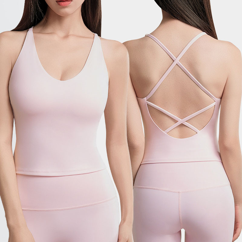 Women's New Style Reversible Cross Back Tank Top Shockproof Yoga Breathable Quick Dry Sports Underwear Lightweight Seamless
