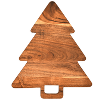 Plateau de service moderne en acacia de qualité supérieure pour charcuterie avec poignée, motif sapin de Noël