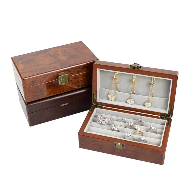 Большой деревянный набор ювелирных изделий высокого класса по индивидуальному заказу, роскошная коробка для показа сережек, кольца, ожерелья, витрина
