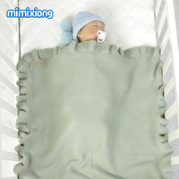 Oferta Especial Mimixiong - Mantas Tejidas para Bebé Recién Nacido con Volantes y Bordado Personalizado