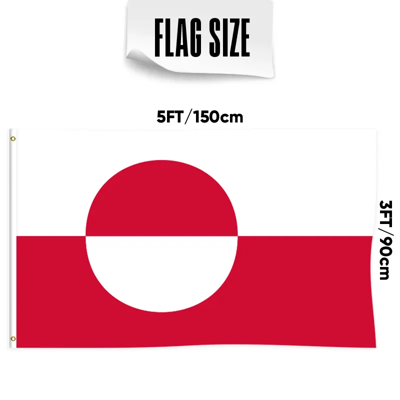 Tela de poliéster con bandera de Groenlandia de 3x5 pies con 3 capas de doble cara y dos ojales de Latón para Decoración al aire libre