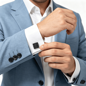 Boutons de manchette simples personnalisés gravés en acier inoxydable poli pour chemise de costume, vente en gros pour hommes - Product Image 1