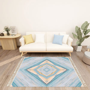 Tapis tressé en polyester à image personnalisée avec glands, motif patchwork rectangle tissé à plat de 10mm d'épaisseur pour le salon ou le couloir - Product Image 4
