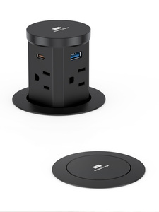 Multiprise industrielle escamotable avec chargeur sans fil 15W, 2 ports USB, protection <span class=keywords><strong>de</strong></span> sécurité, construction en plastique - Product Image 2