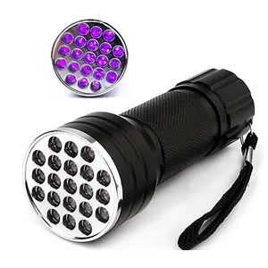 Handheld Black Light 395nm Lanterna Mini Torch 21 Led Uv Flashlight Aluminum Alloy 60 Testing Emergency Dry Battery AAA DC 6V