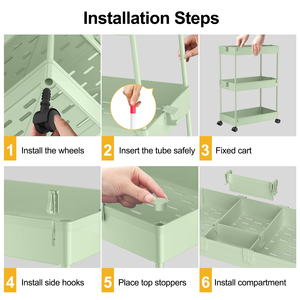 Multi-Functional Heavy Duty Movable <b>Plastic</b> Handcart Wheels Storage <b>Racks</b> for Home Kitchen Use Space-Saving Design - Product Image 2