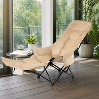 Chaise lune pliante moderne d'extérieur avec cadre métallique large anti-basculement et dossier réglable en 4 positions pour le camping