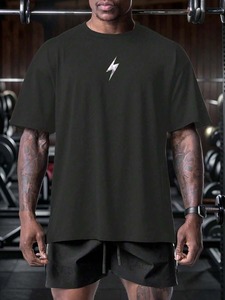 T-shirt décontracté pour homme à col rond, coupe classique, imprimé coloré, pour le sport et le fitness, fabrication en usine, personnalisation disponible. F10 - Product Image 3