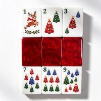 Ensemble de Mahjong de Noël pliable de luxe moderne en gros, 160 tuiles en acrylique, Père Noël, rennes, cadeau de vacances pour la famille, pour adultes