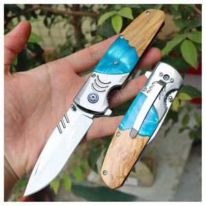 سكين تكتيكي EDC بمقبض خشبي أحدث سكين قابل للطي للتخييم في الهواء الطلق وصيد الأسماك محمول مطوي 440c سكين جيب فولاذية OEM - Product Image 2