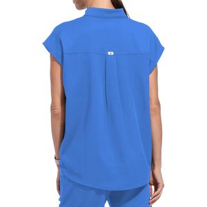 Medical Scrub Tops For Women Mandarin Collar Soft Stretch Sky Blue Relaxed Fit Hospital Uniforms - Product Image 2