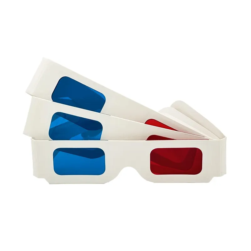Kacamata Game 3D kardus grosir kacamata kertas merah biru cetak kustom untuk DVD TV