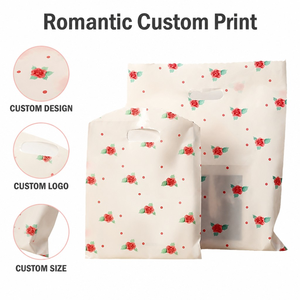 HDPE Plastic Cutout Handle Shopping <b>Bags</b> Custom Printed Stock Ready Heavy Duty Puncture Resistant Economical Farmers Market - Product Image 3