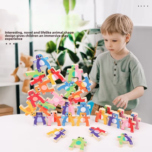 Nouveau design Montessori jeu éducatif précoce bricolage équilibre blocs d'empilage <span class=keywords><strong>animaux</strong></span> jouets empilables en bois pour enfants garçons filles - Product Image 2