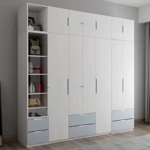 Armario nórdico moderno con cajones para dormitorio, ropero con combinación superior, tres puertas y cuatro puertas