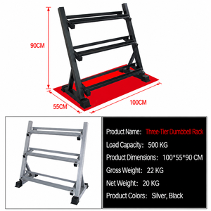 Support de <span class=keywords><strong>Rangement</strong></span> Professionnel à 3 Niveaux pour Haltères, Support Robuste pour Haltères Hexagonaux, Entraînement de Force à Domicile, en Fonte, Portable - Product Image 4