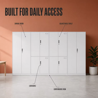 Armoire de rangement en métal à 2 portes avec étagères réglables pour bureau et atelier