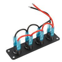 Nouveau panneau de 4 interrupteurs à bascule miniatures ronds en ABS+Aluminium 12-24V avec lumière LED bleue pour voiture, bateau, marine, étanche